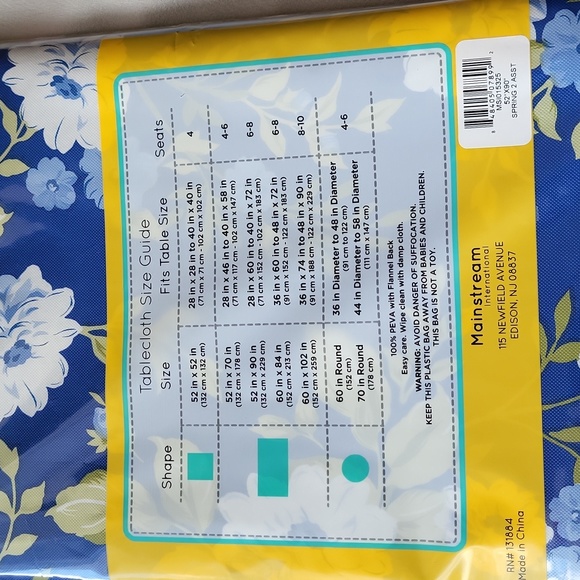 Mainstream PEVA 52" x 90"Tablecloth - Picture 2 of 4